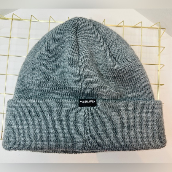 ADIDAS Gray & Rose Gold Embroidered Knit Climawarm Beanie Ski Skull Cap Hat - Picture 5 of 5